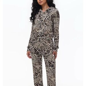 Juicy Couture Brown and Black Jumpsuit Elegant leopard Design